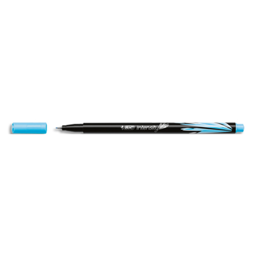 BIC Intensity Stylo Feutre d'criture Pointe Fine et Corps Noir Verni - Bleu ciel