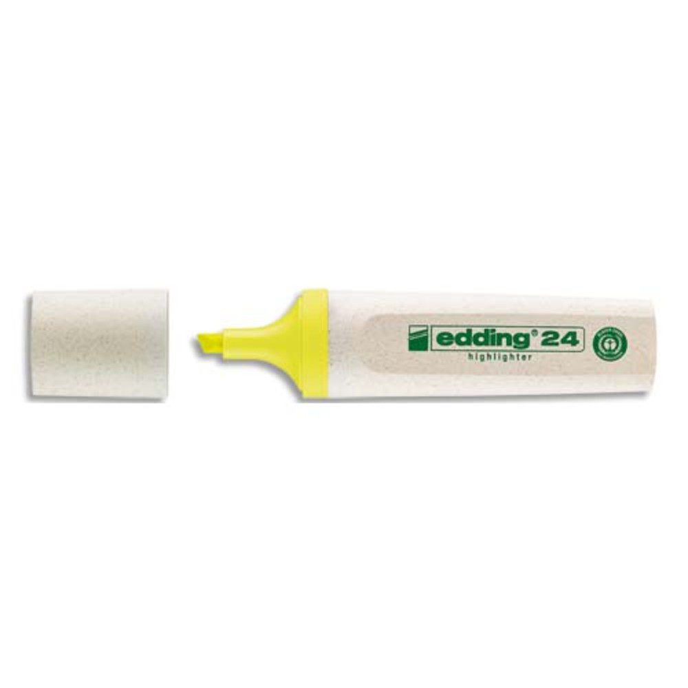 EDDING Surligneur Jaune Ecoline 24. Biseaute. Trait:2  5 mm. Fabriqu  90% de ressources renouvelables