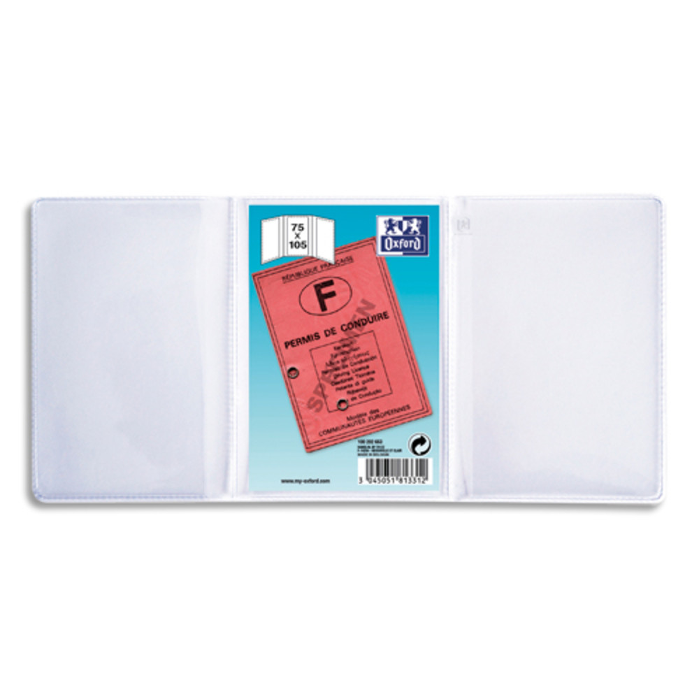 OXFORD Etuis 6 faces pour nouveau permis de conduire, 7,5 x 10,5 cm, en PVC 30/100e. Prsentation 3 volet
