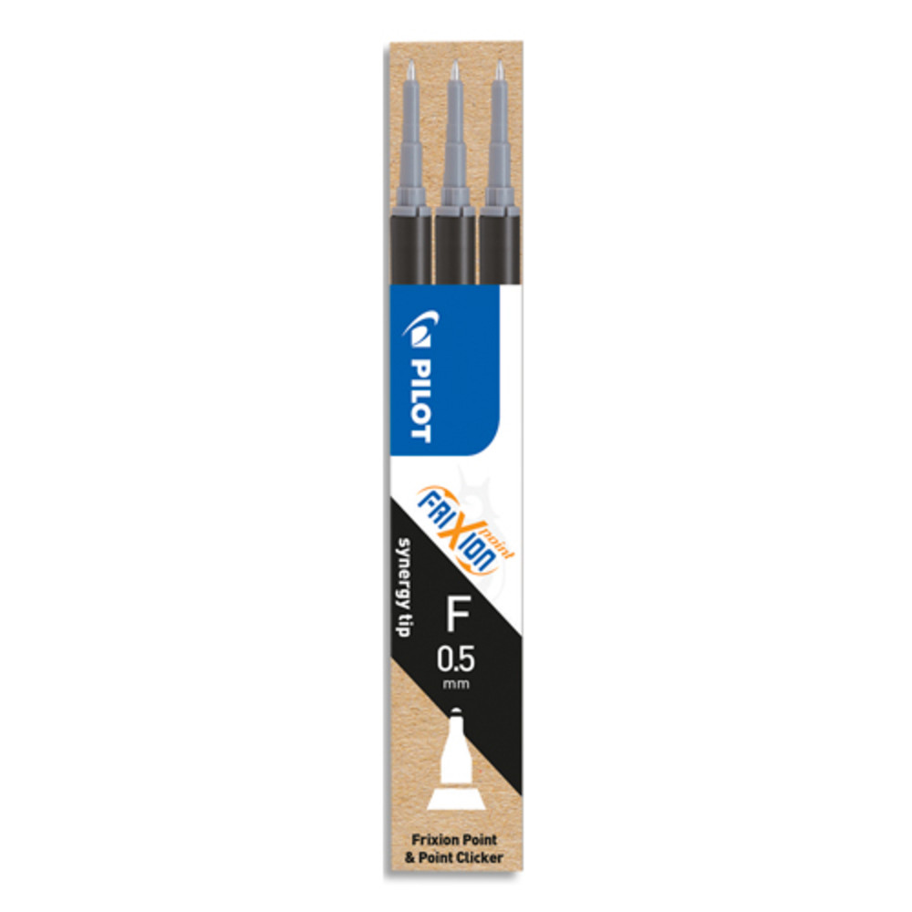 PILOT Set de 3 recharges pour roller FriXion Point. Pointe fine 0,5 mm. Encre Noir.