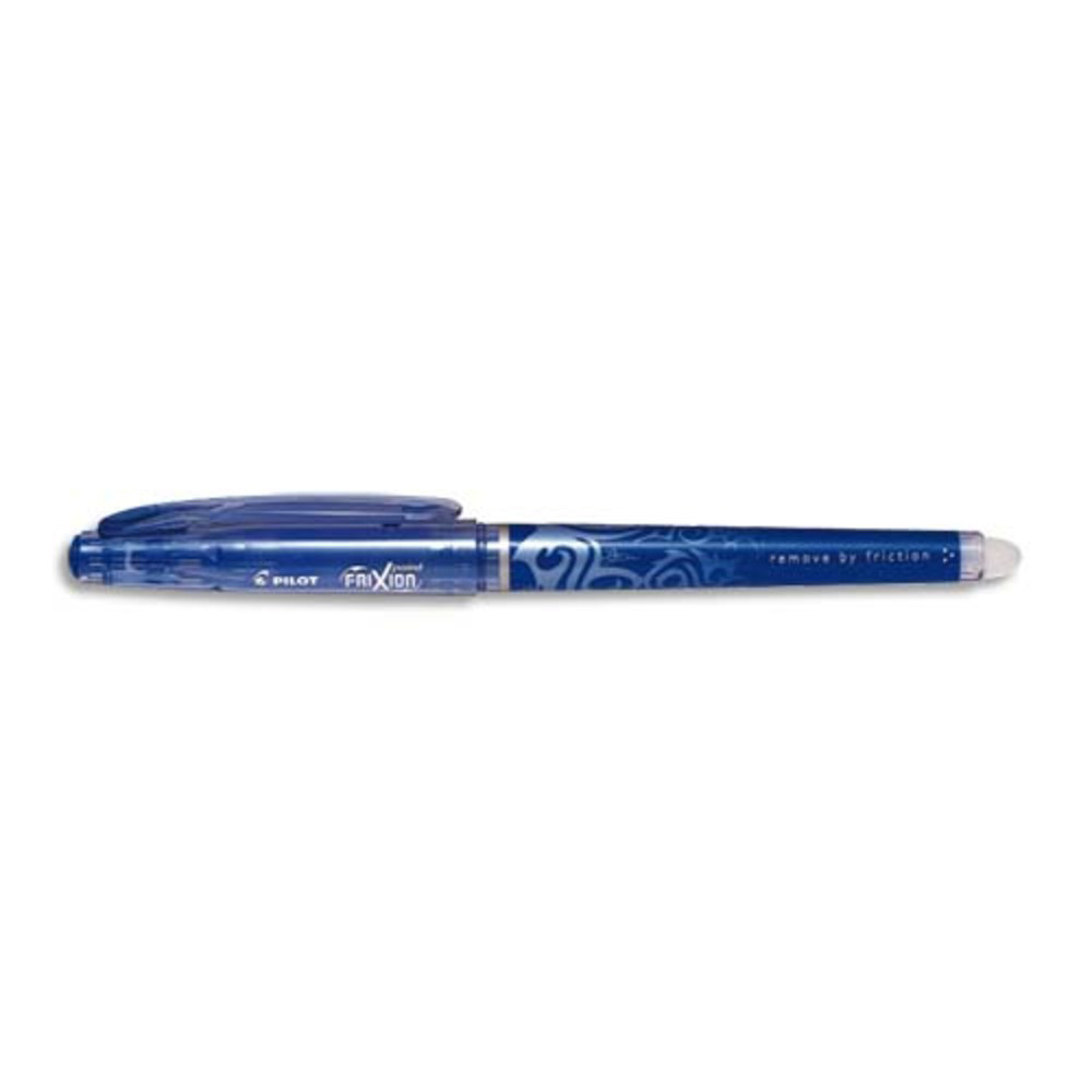 PILOT Stylo Roller FriXion Point, pointe hi-tec fine, s'efface  la gomme en bout de stylo,coloris Bleu.