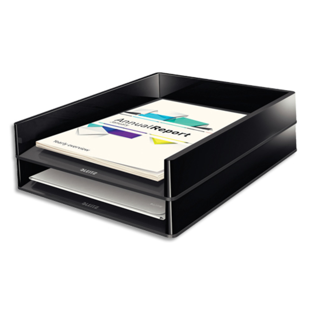 LEITZ Corbeille  courrier Dual Noire anthracite mtallis - Dimensions : L26,7 x H4,9 x P33,6 cm