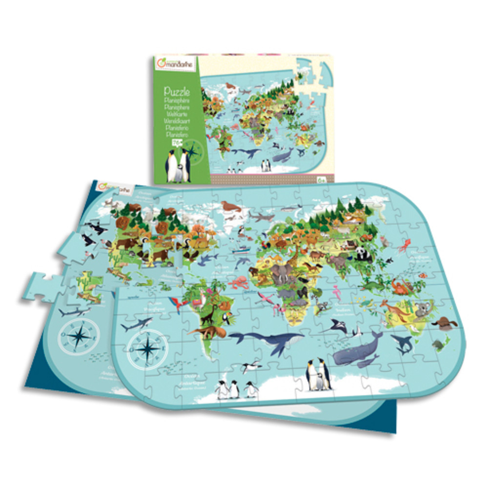 AVENUE MANDARINE Puzzle 76 pices, thme Planisfre. A partir de 6 ans.