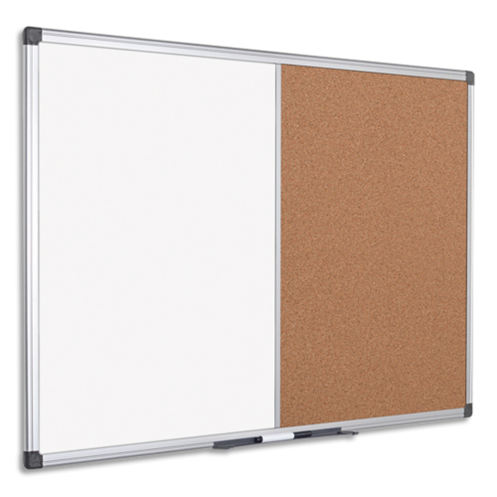 BI-OFFICE Tableau combin Maya, moiti Lige et laqu Blanc magntique - Format : L120 x H90 cm