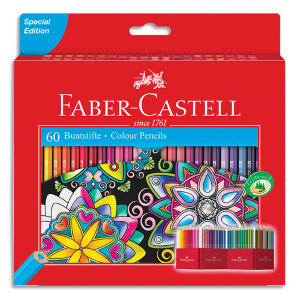 FABER CASTELL Etui Bote chteau de 60 crayons de couleur
