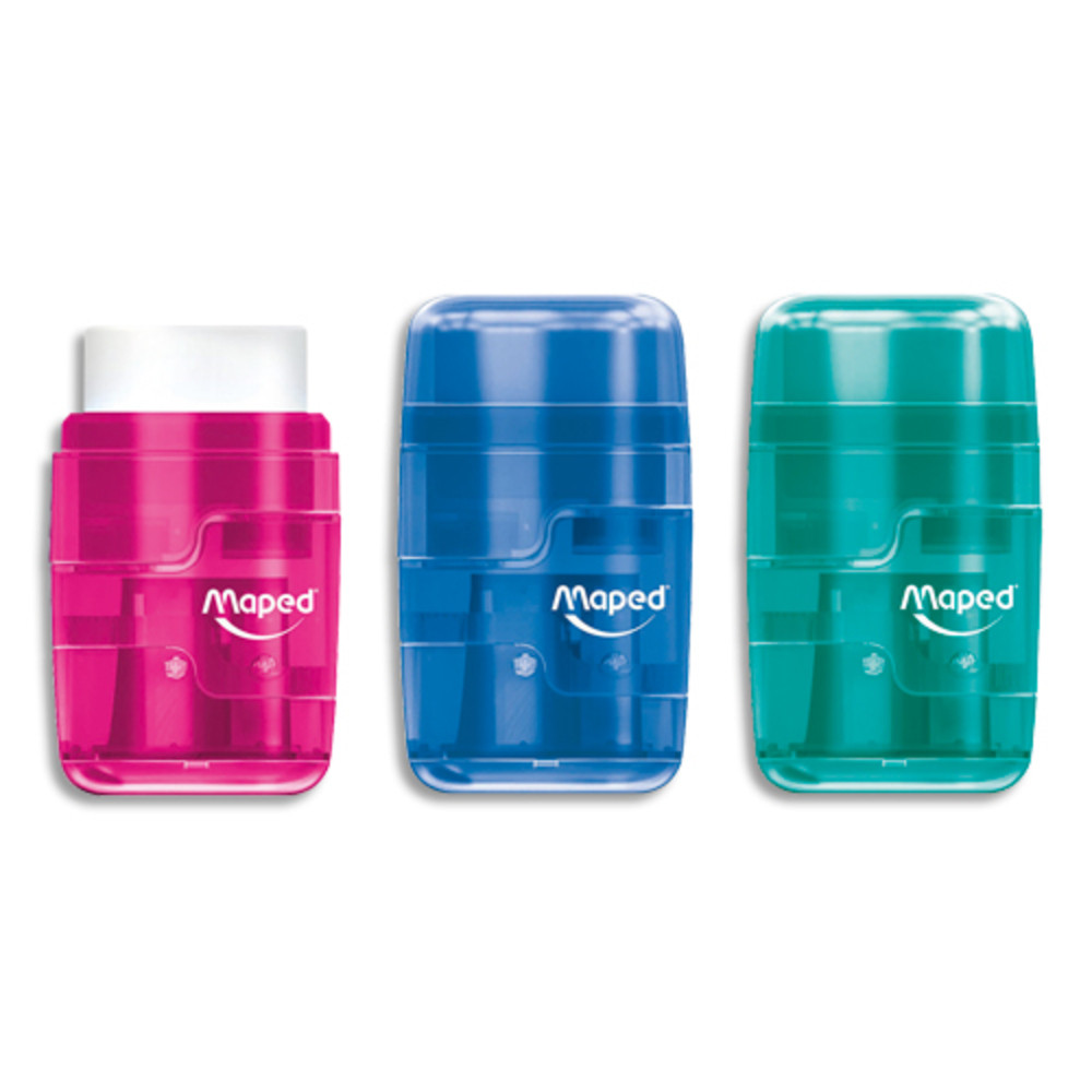 MAPED Taille-crayons gomme CONNECT TRANSLU 2 TROUS, (en prsentoir)
