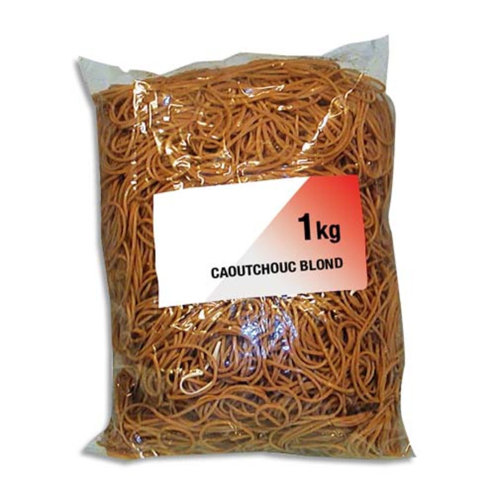 WONDAY Sac de 1kg d'lastique en caoutchouc blond troit 100x1,8mm