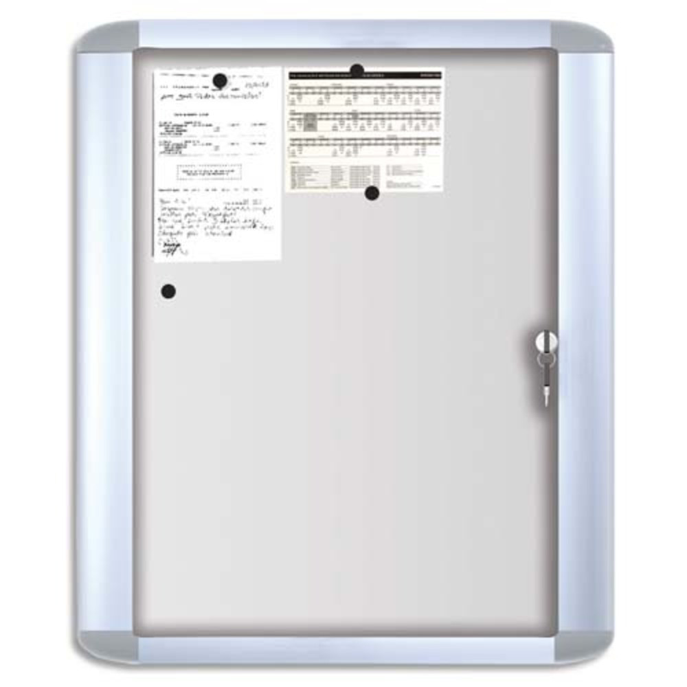 BI-OFFICE Vitrine d'extrieur Mastervison porte en verre tremp fond magntique laqu Blanc 4 feuilles A4