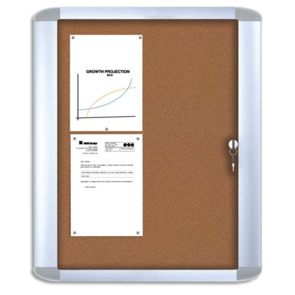 BI-OFFICE Vitrine d'intrieur Mastervision porte en verre tremp fond en Lige punaisable 9 feuilles A4