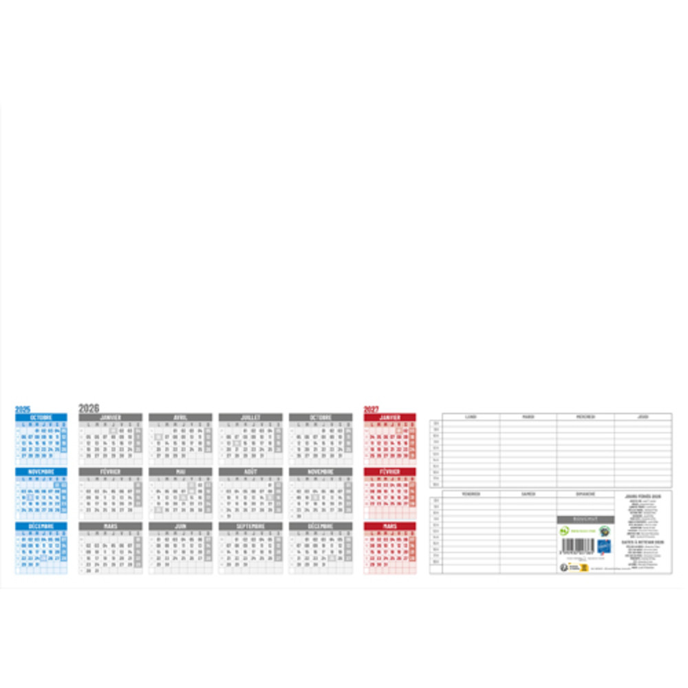 CBG Sous-mains quadri-pratic grille Janvier  Dcembre, 25 feuilles, 38,5x54cm, film  l'unit
