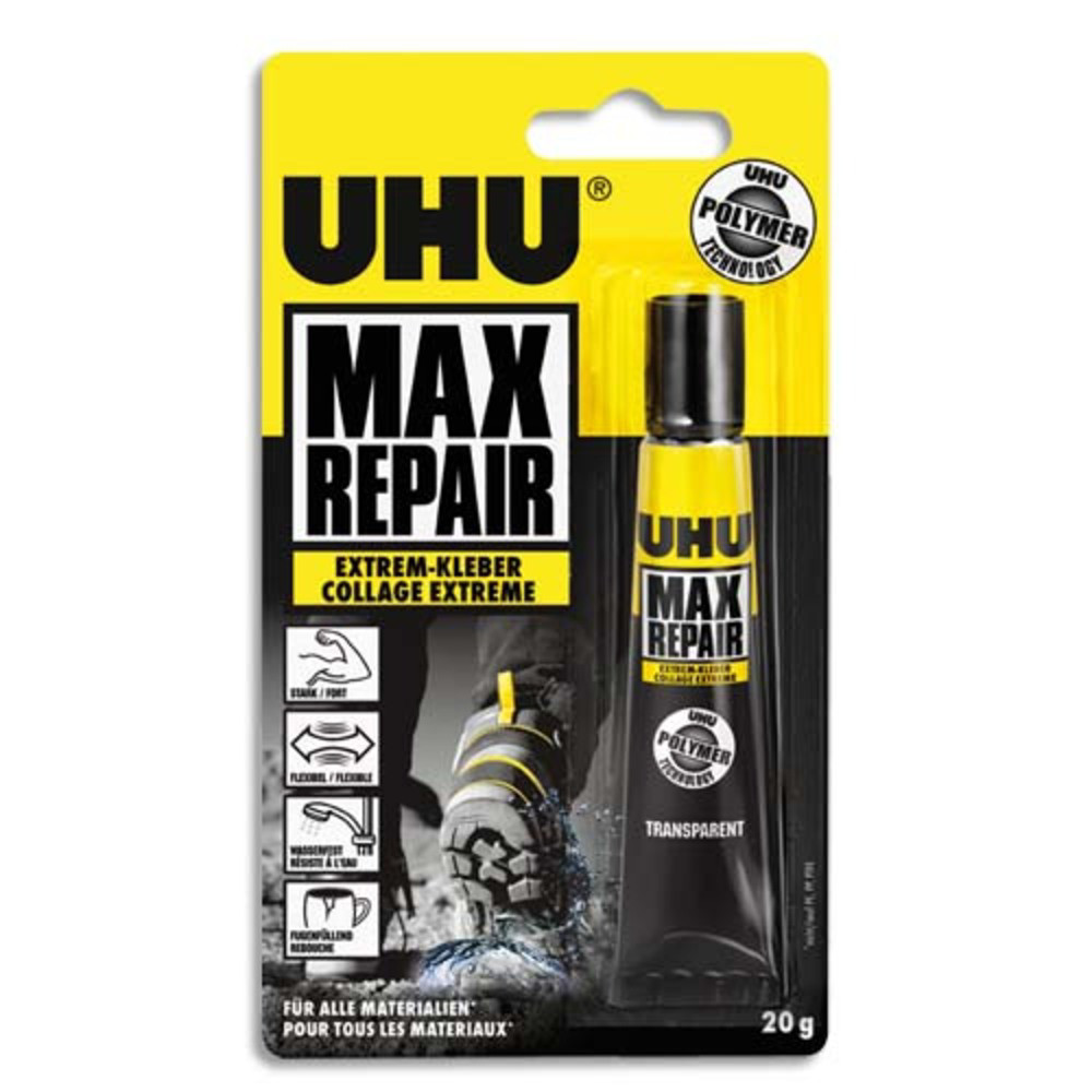 UHU Tube de 20g de colle de bricolage multi-usages pour tous matriaux sur toutes surfaces.