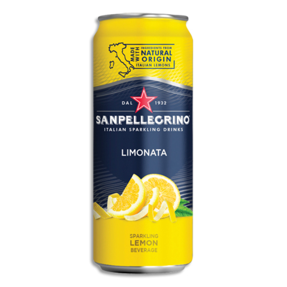 SAN PELLEGRINO Canette 33 cl de jus ptillant minrale aromatis Limonata Citron  base de concentr