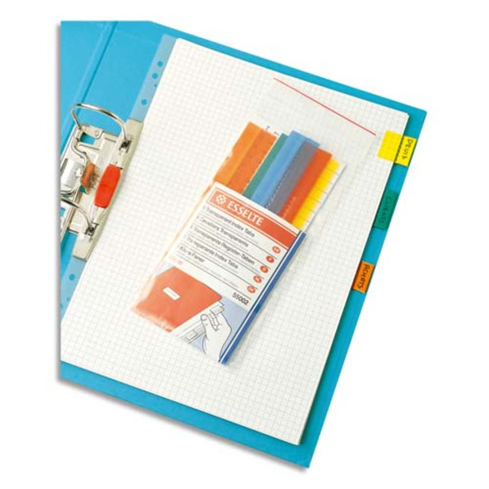 ESSELTE Sachet de 5 cavaliers auto-adhsifs coloris assortis, en PVC