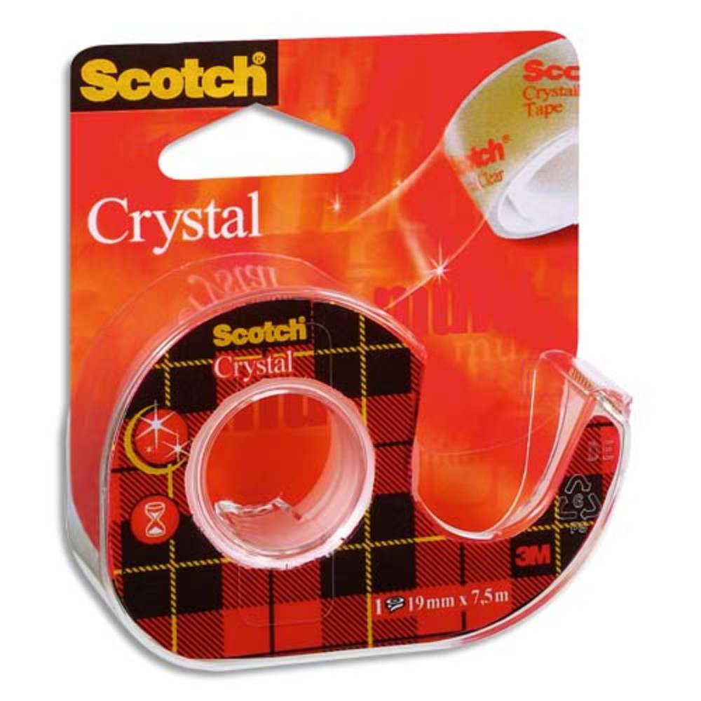 SCOTCH Ruban Crystal transparent 19mm x 7,5m sur dvidoir