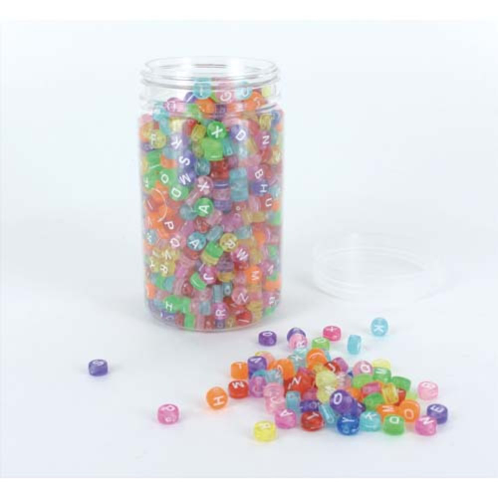 O COLOR O'COLOR Bocal de 1200 perles alphabet transparentes couleurs assorties, diamtre 7 mm