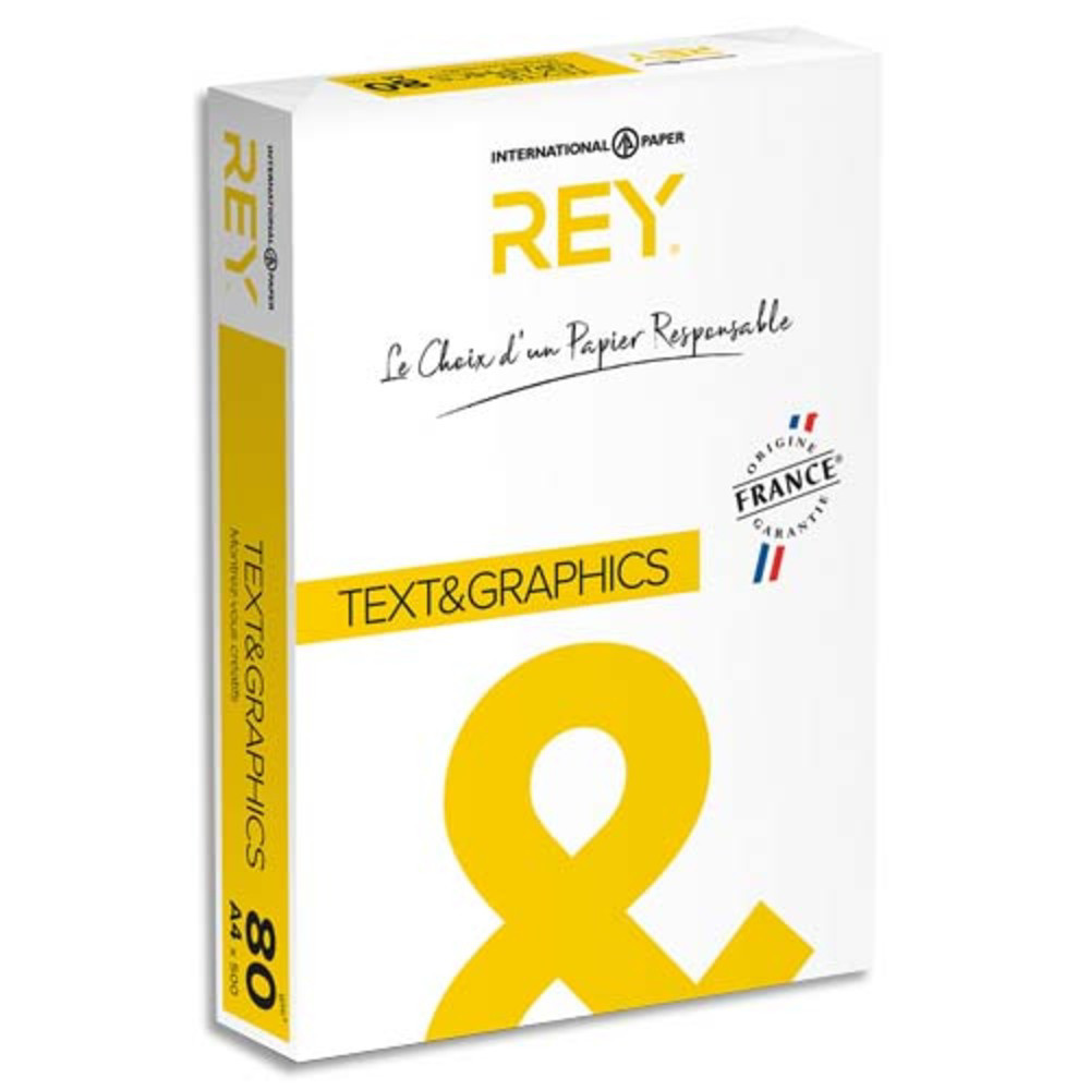 REY Ramette 500 feuilles papier Extra Blanc TEXT & GRAPHICS A4 80g CIE 170 trs satin