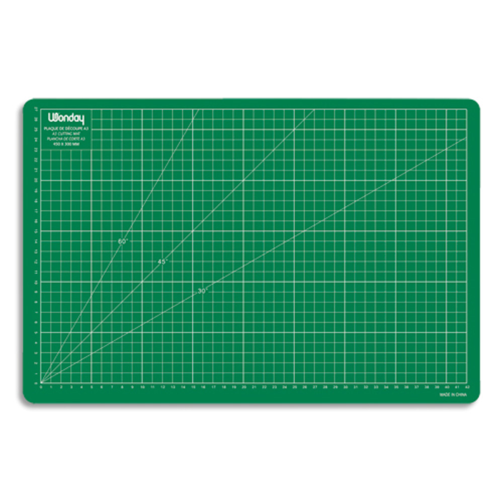 WONDAY Plaque de dcoupe verte 450x300x3mm. Rsistante  la coupe, surface quadrille