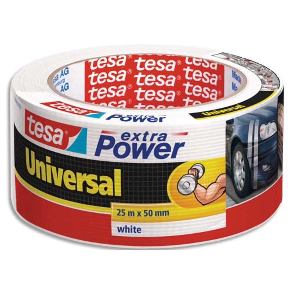 TESA Rouleau de toile adhsive renforce 25m x 50 mm coloris Blanc