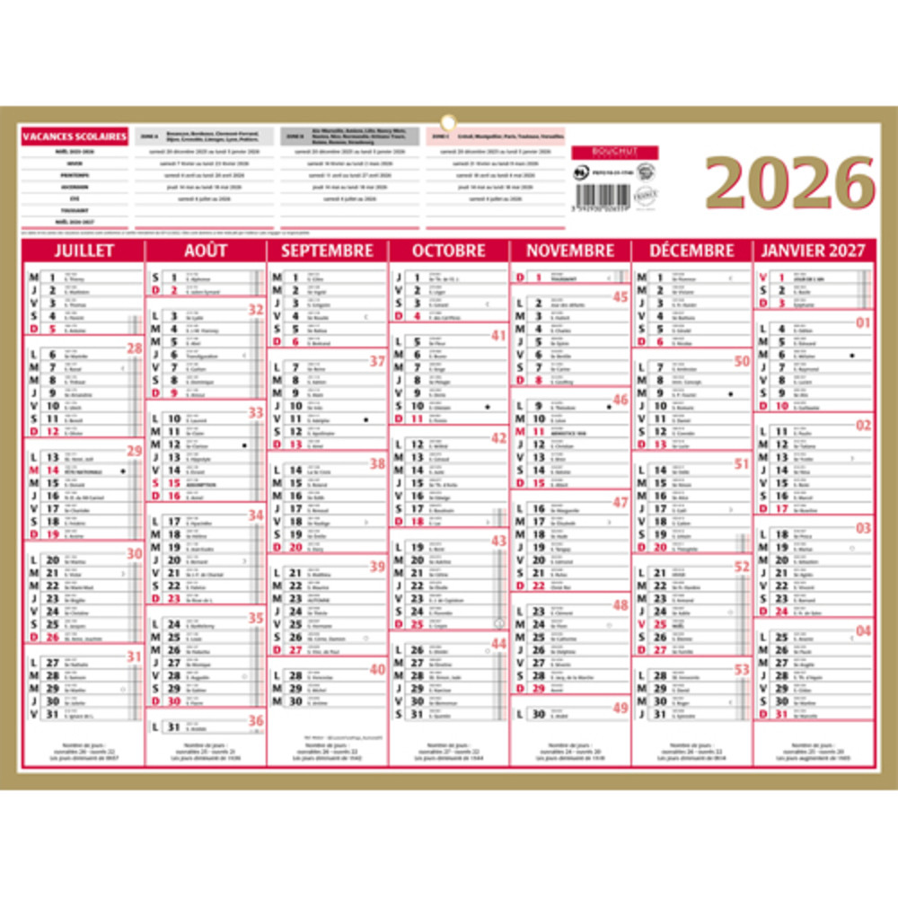 CBG Calendrier MEDIOR, Janvier  Dcembre, 32x42cm, 1 illet