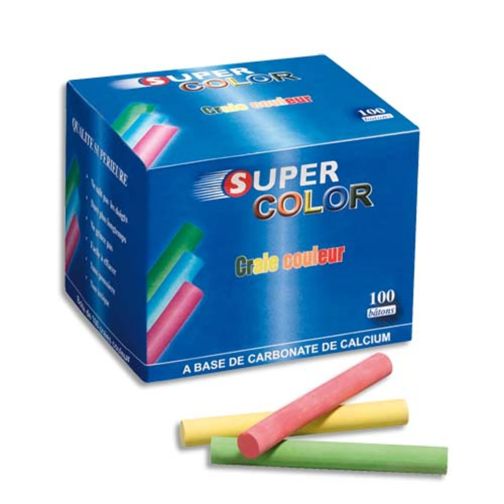 WONDAY Bote de 100 Craies anti-poussire coloris assortis