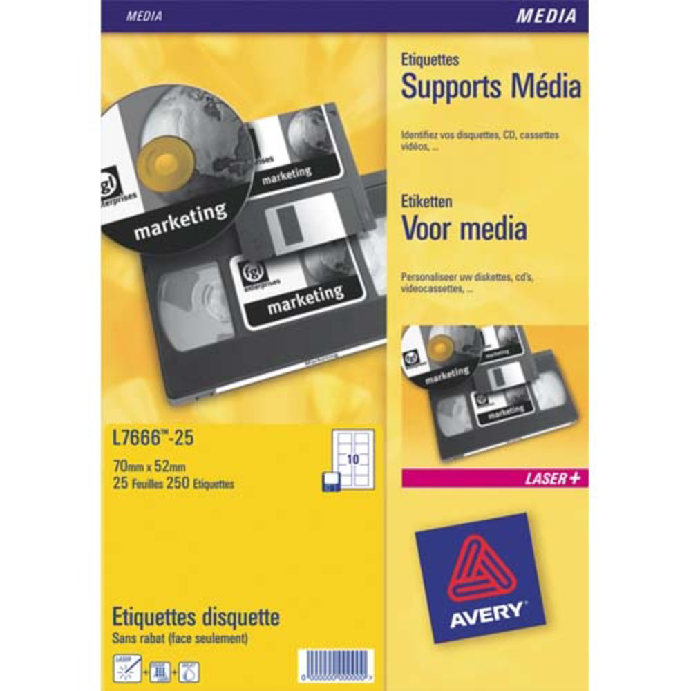 AVERY Bote de 2000 Mini tiquettes Blanches 35.6x16.9 mm (Bote de 25) L7632-25