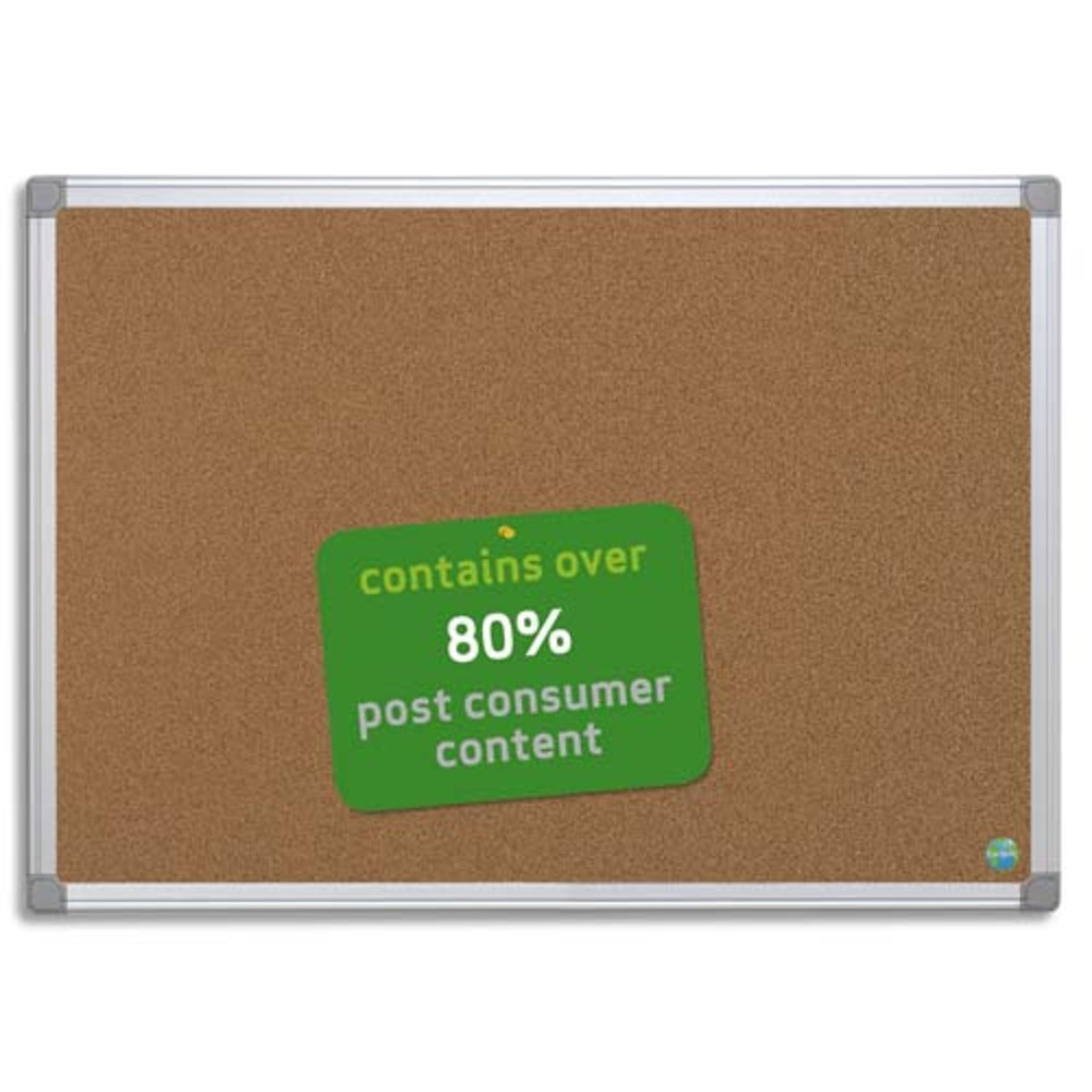BI-OFFICE Tableau d'affichage Earth en Lige, cadre en aluminium, recycl - Format : L120 x H90 cm