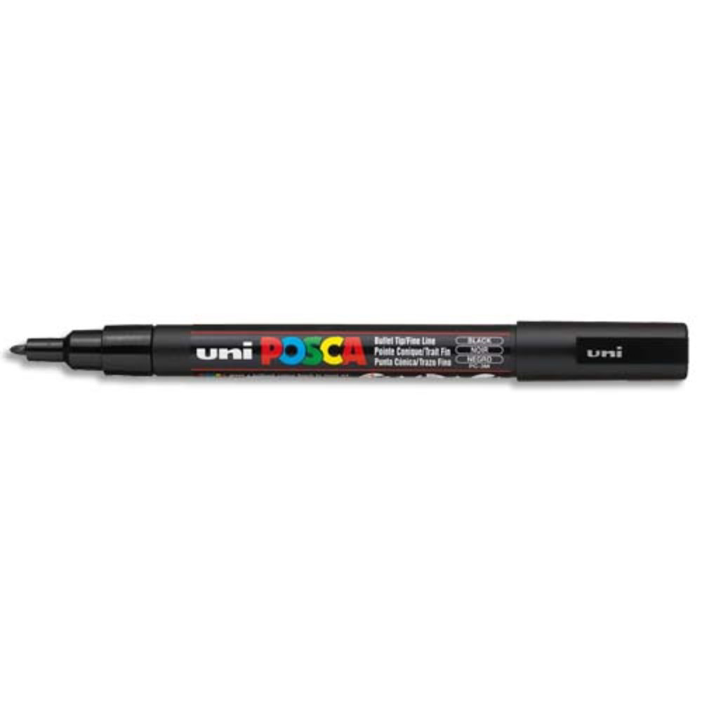 UNI POSCA POSCA Marqueur peinture  eau, encre  pigmentation Noire, pointe fine PC3M N