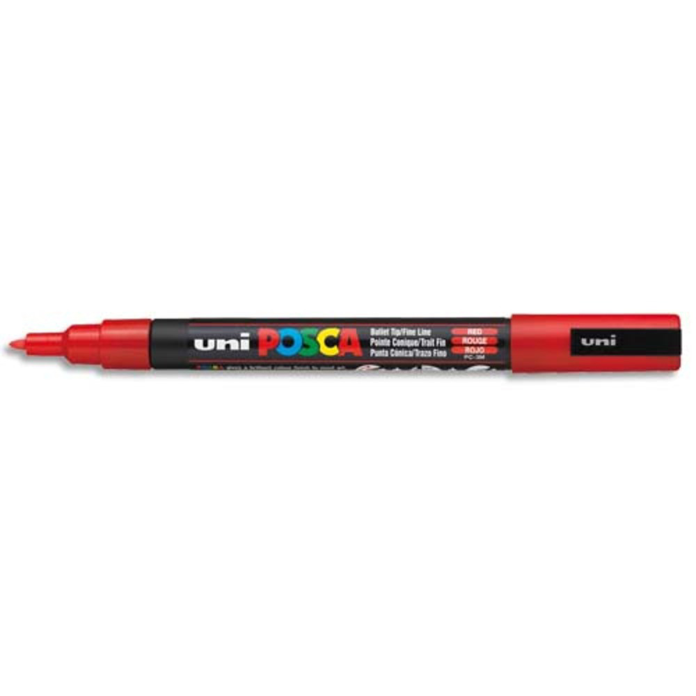 UNI POSCA POSCA Marqueur peinture  eau, encre  pigmentation Rouge, pointe fine PC3M R