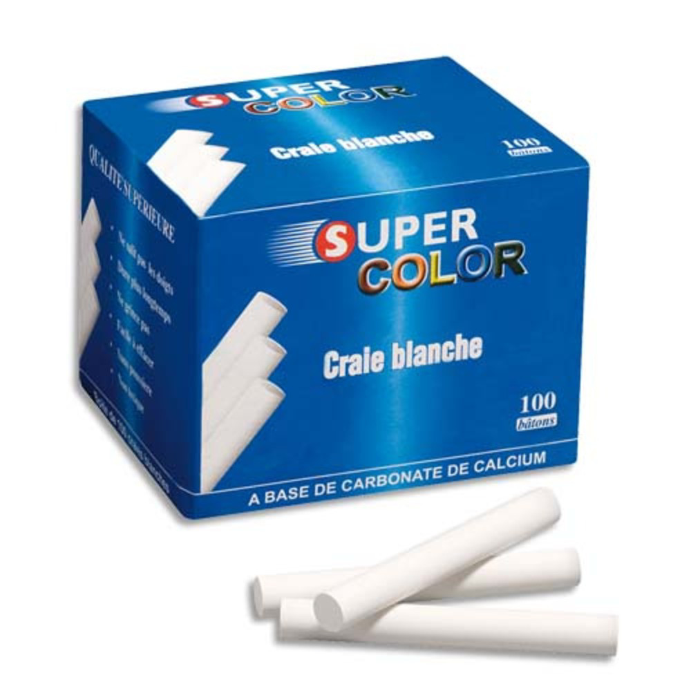 WONDAY Bote de 100 Craies anti-poussire coloris Blanc