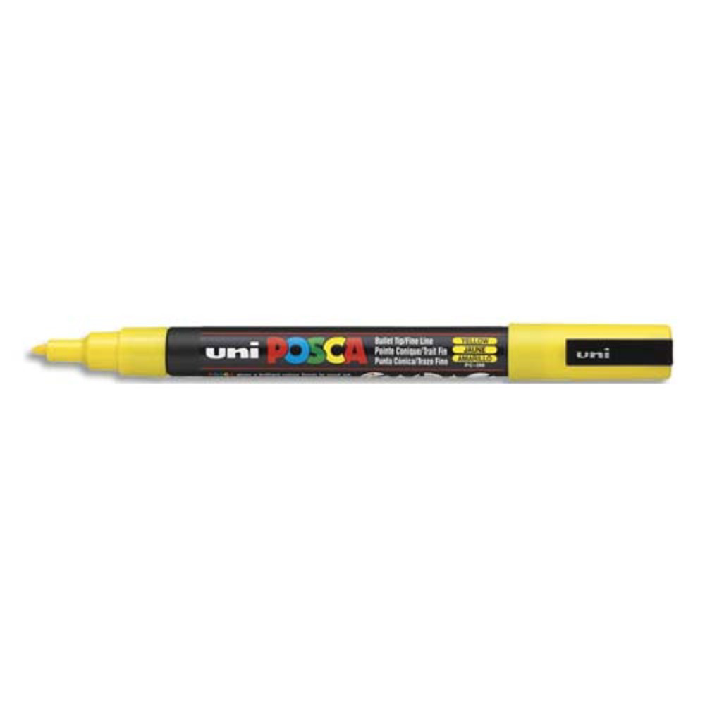 UNI POSCA POSCA Marqueur peinture  eau, encre  pigmentation Jaune, pointe fine PC3M J