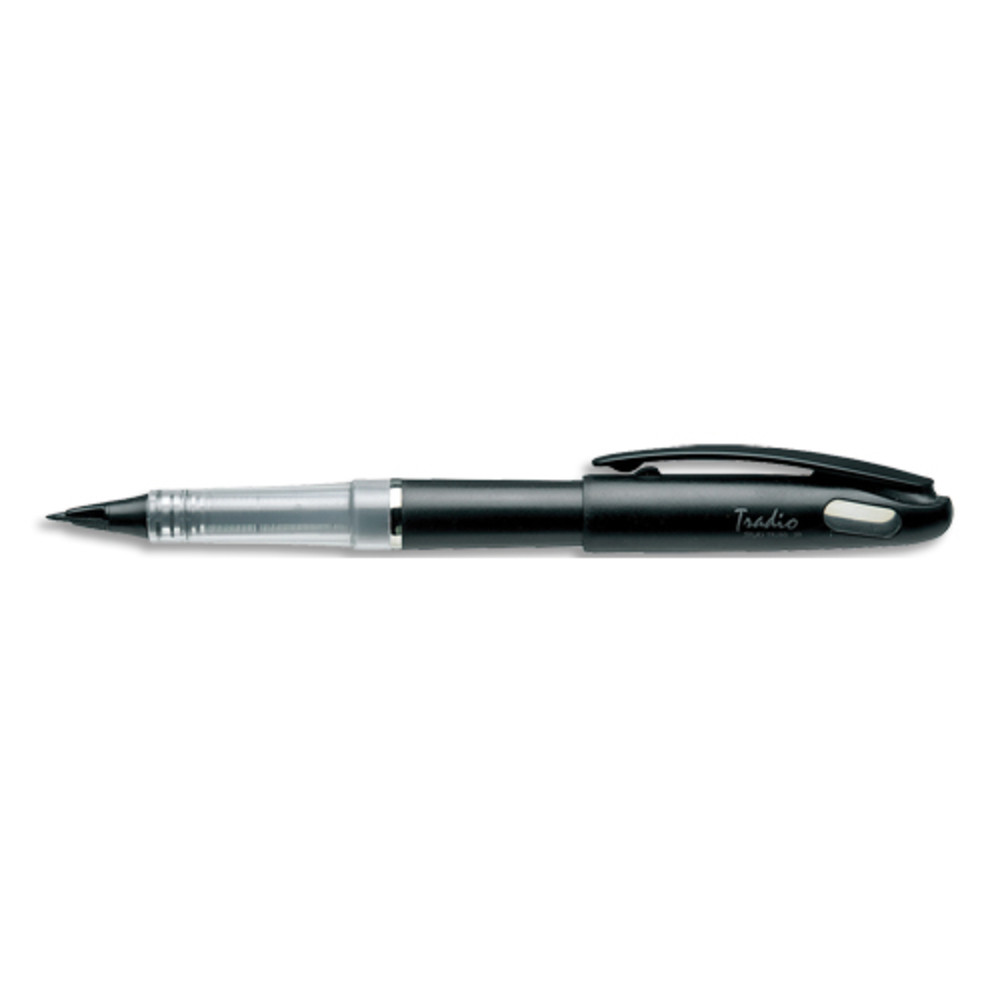 PENTEL Stylo feutre  plume rechargeable encre liquide Noire corps Noir mat TRADIO TRJ 50