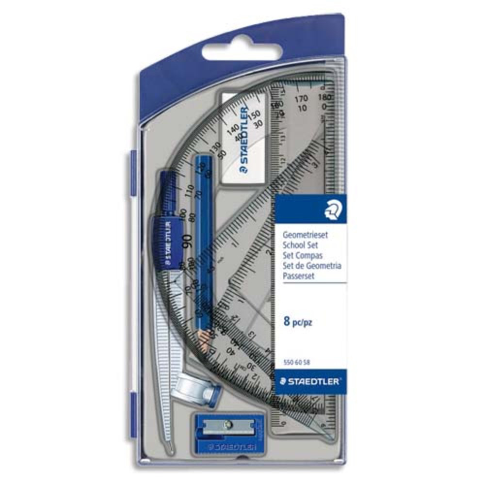 STAEDTLER Set scolaire 1 compas de prcision avec attache-compas universelle intgre + accessoires