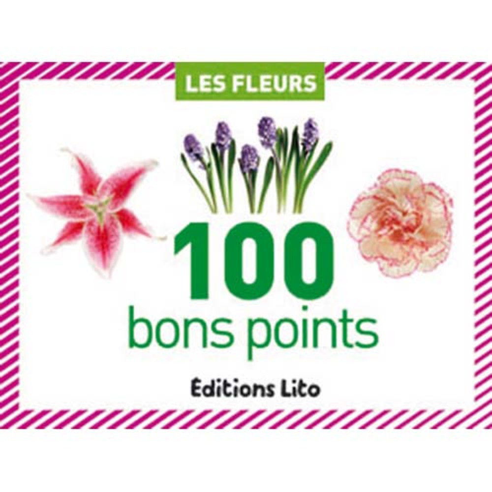 LITO DIFFUSION Bote de 100 bons points thme fleurs, 20 images par 5 ex avec texte documentaire au dos