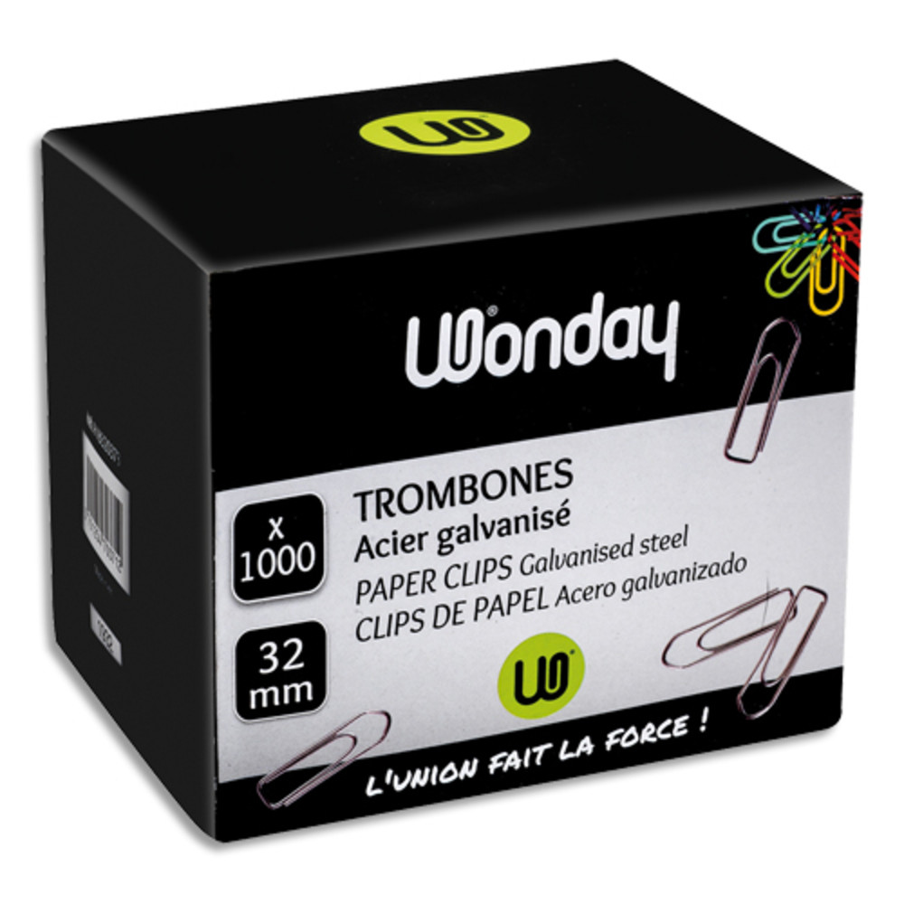 WONDAY Bote de 1000 trombones polies galvanis 32 mm