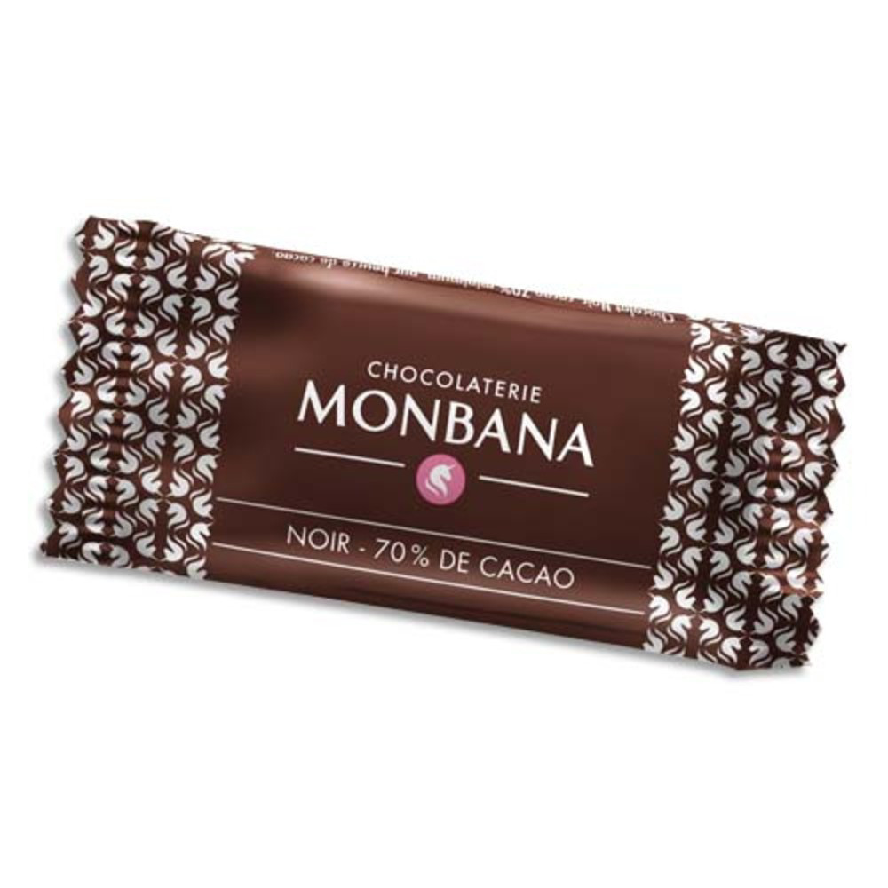 MONBANA Bote de 200 chocolats napolitains de 4g 70% cacao emballs individuellement