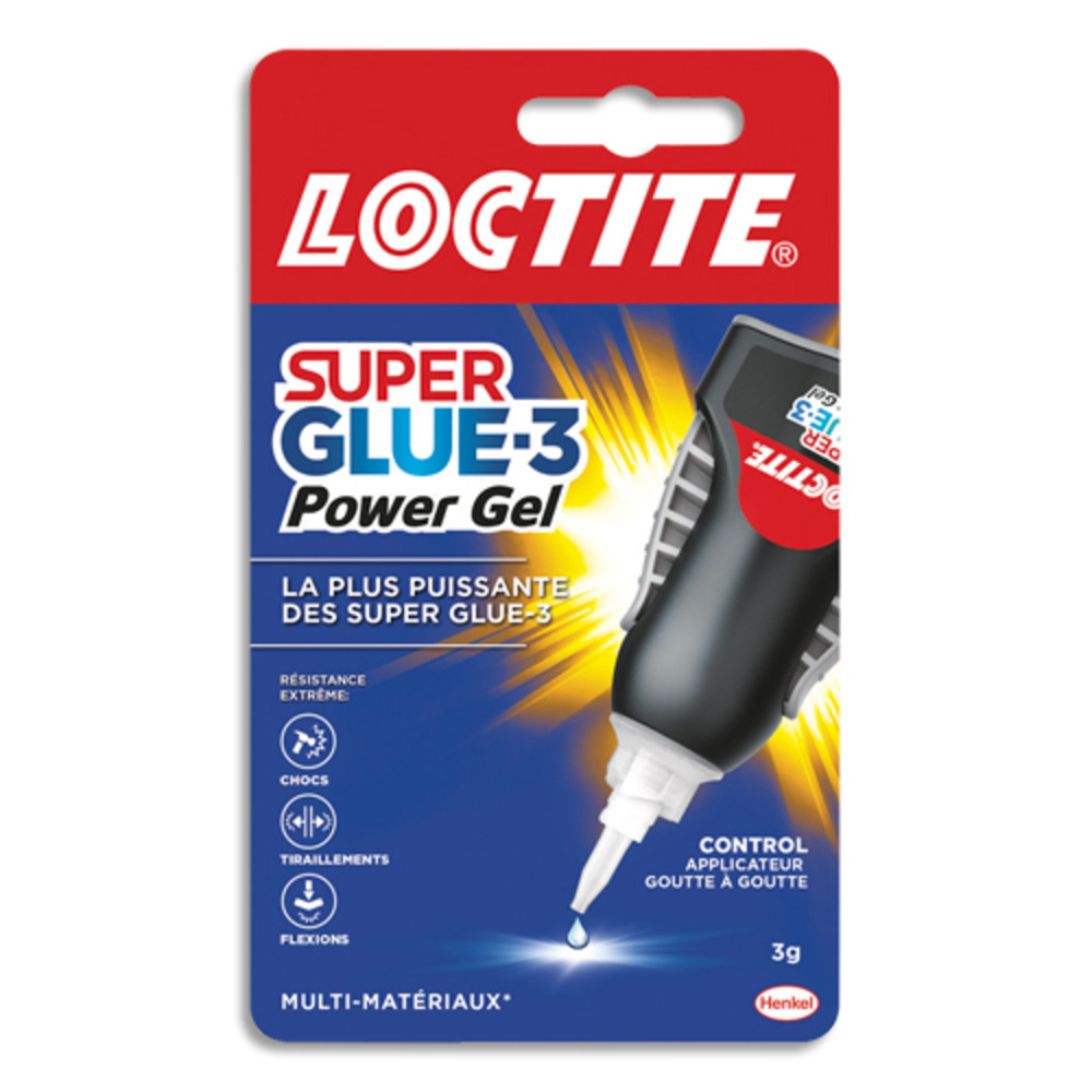 SUPER GLUE Flacon 3g colle instantane gel SUPERGLUE Control. Goutte  goutte