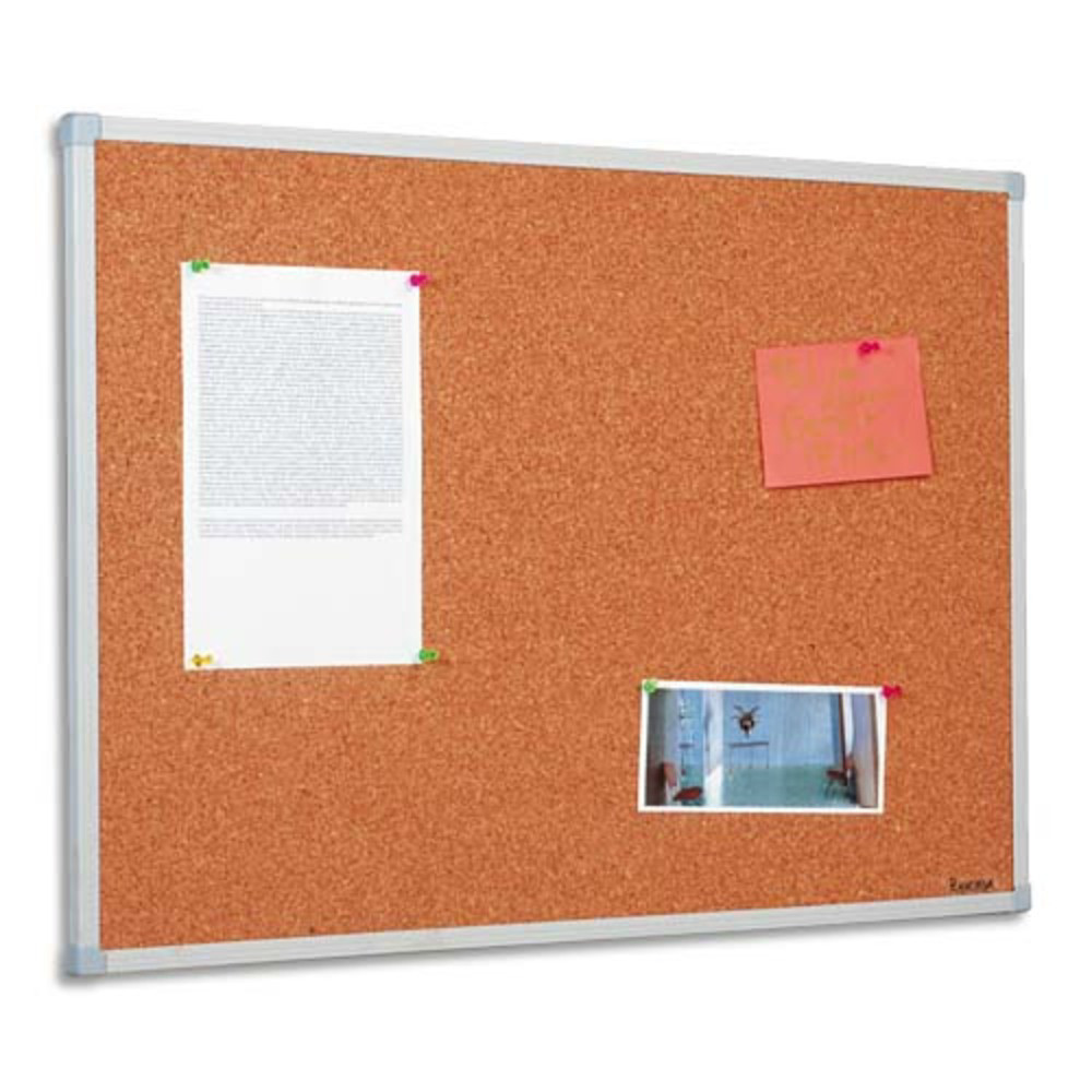 BI-OFFICE Tableau d'affichage en Lige, cadre en PVC Gris - Format : L120 x H90 cm