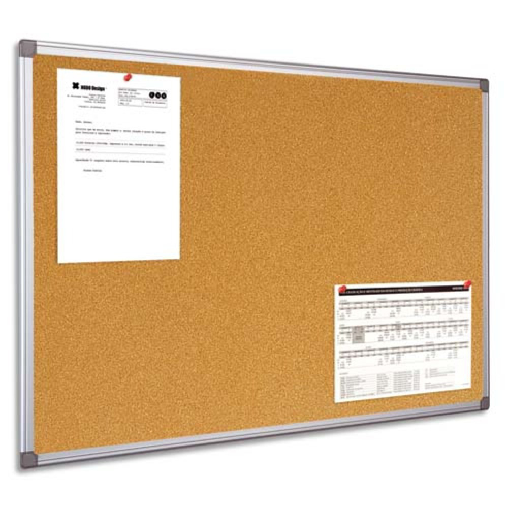 BI-OFFICE Tableau d'affichage en Lige, cadre en PVC Gris - Format : L90 x H60 cm