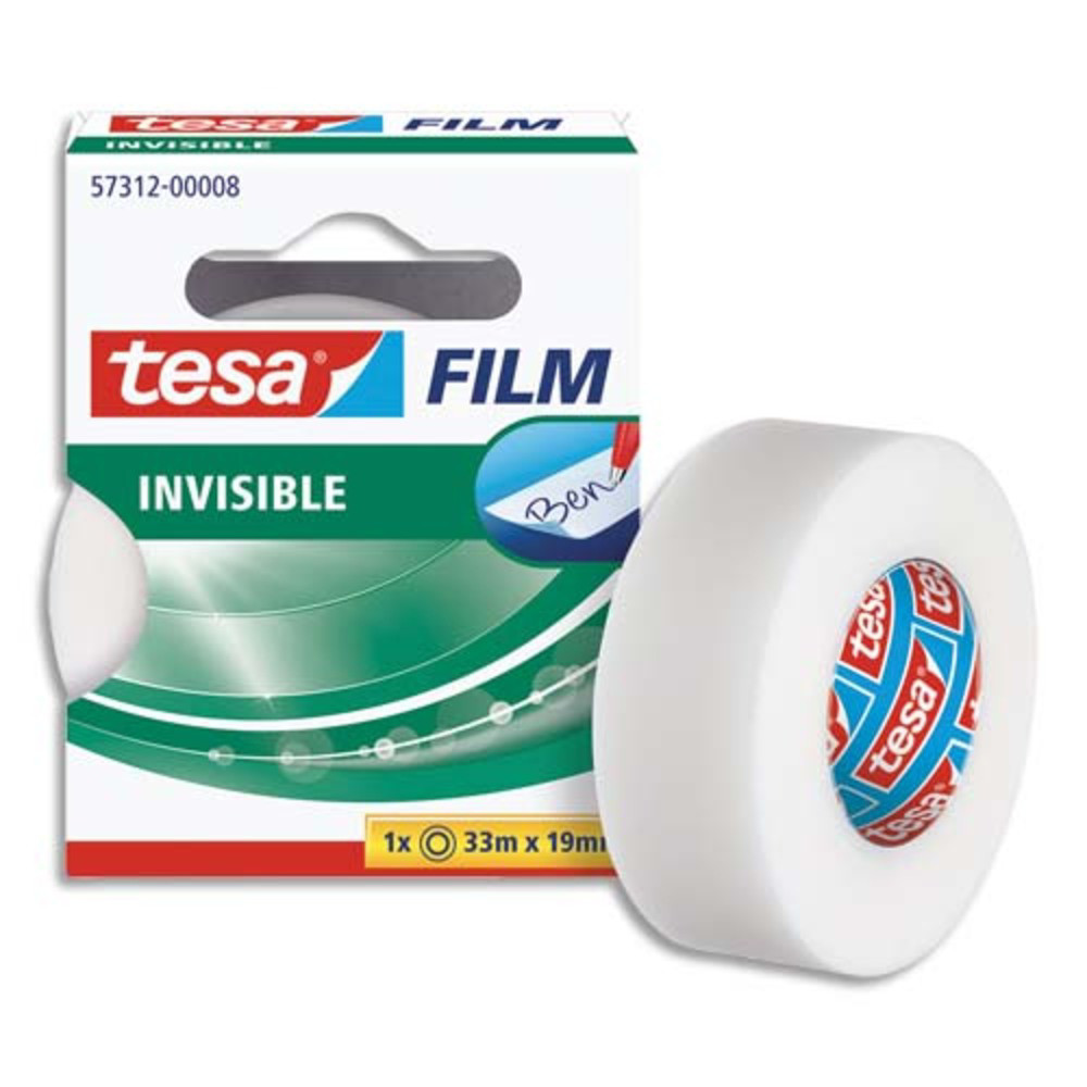 TESA Ruban adhsif invisible 19 mm x 33 m en bote individuelle