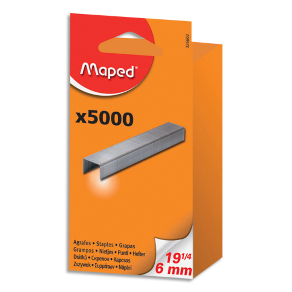 MAPED Bote de 5000 Agrafes SP19 (6 mm) - jusqu' 20 feuilles