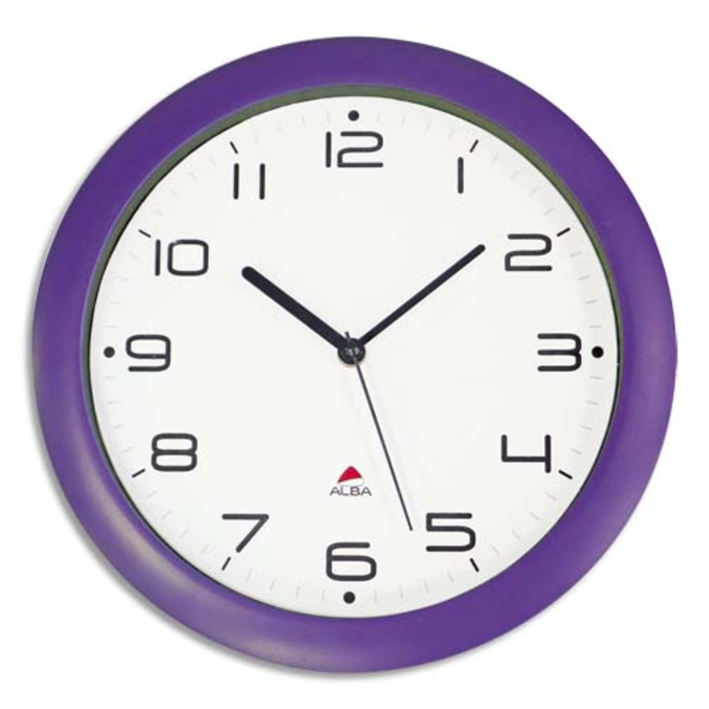 ALBA Horloge murale Hornew silencieuse Prune, pile AA non fournie - Diamtre 30 cm