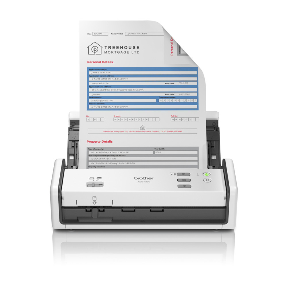 Brother ADS-1300, 215,9 x 355,6 mm, 1200 x 1200 DPI, 30 ppm, Scanner ADF, Blanc, LED ADS1300UN1