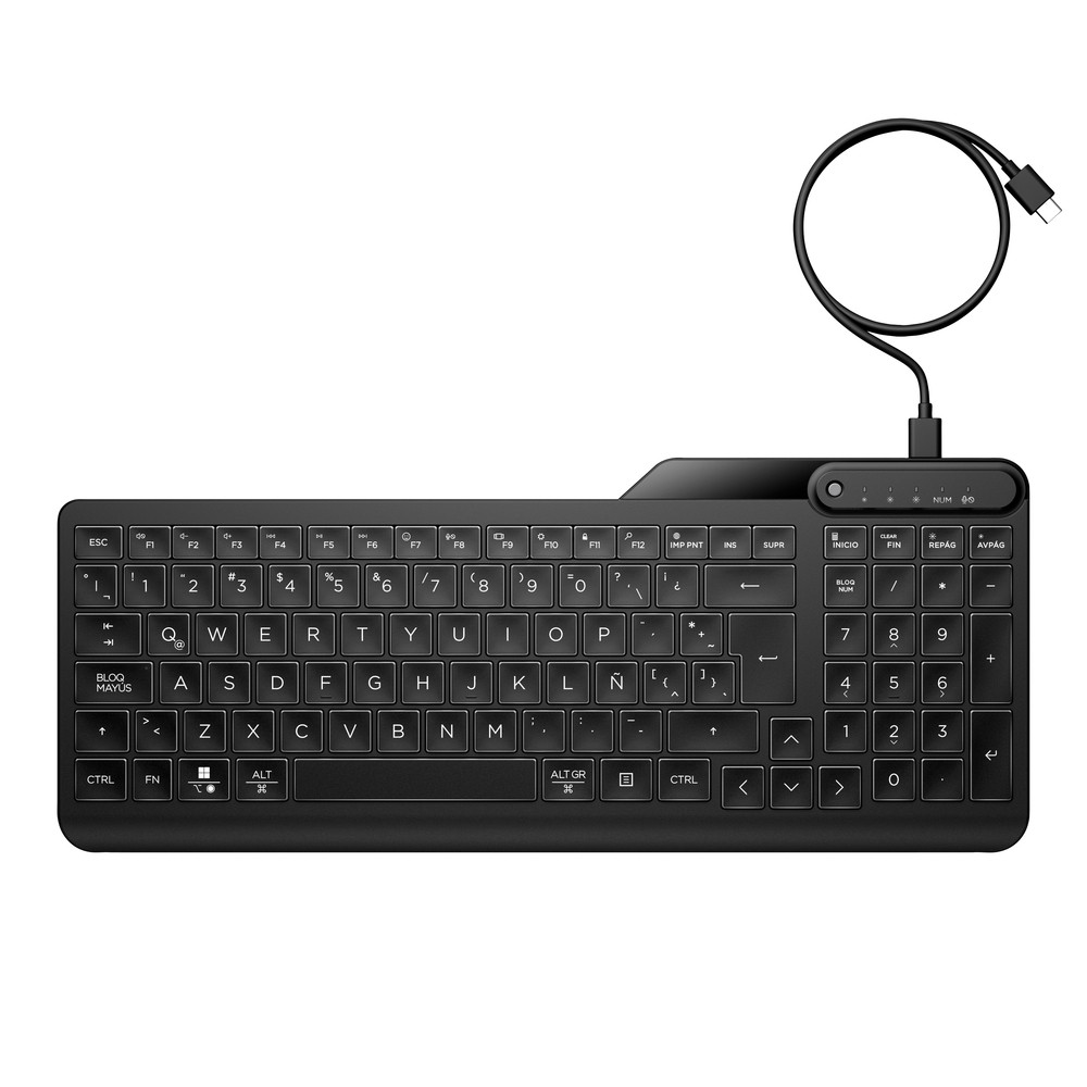 Clavier Filaire HP 405 MULTI-DEVICE BACKLIT 7N7C1AA – Rétroéclairé, USB - vue 8