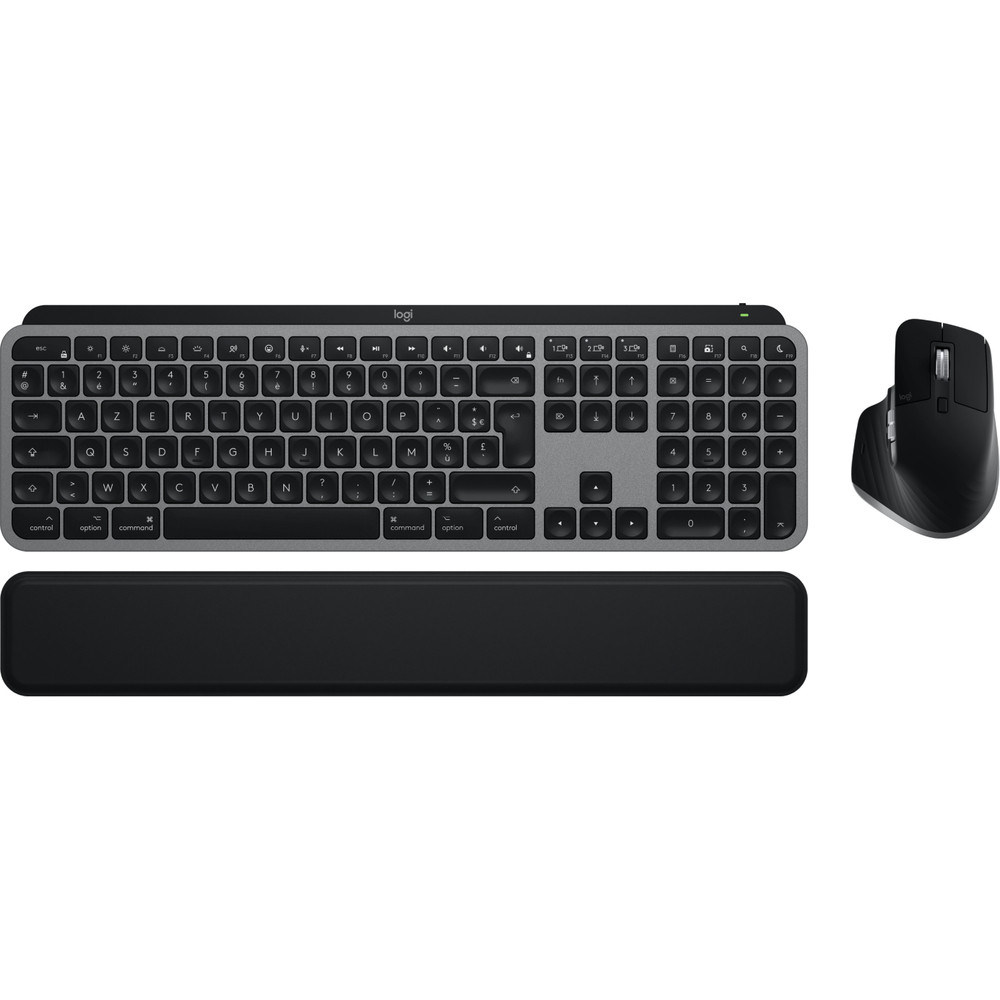 Logitech Master MX Keys S Combo for Mac, Sans fil, RF sans fil + Bluetooth, Commutateur de touche « ciseaux », AZERTY, LED, Aluminium, Noir 920-012841