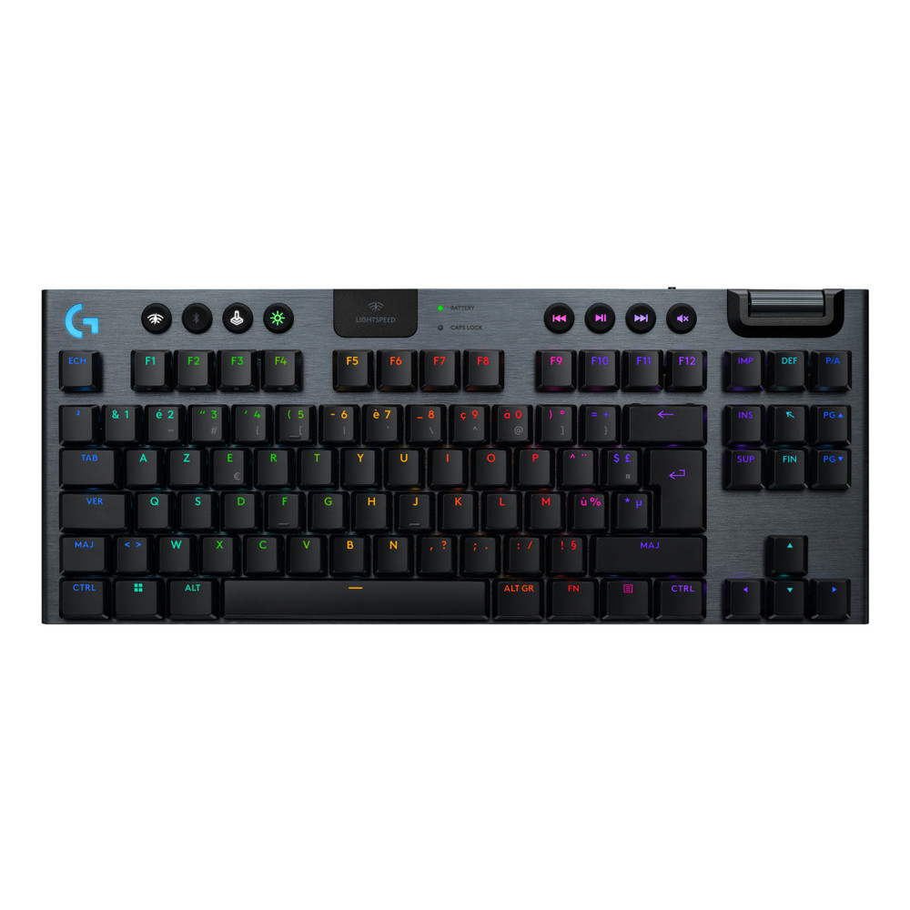 Logitech G G915 X LIGHTSPEED, Avec fil &sans fil, USB + RF Wireless + Bluetooth, Clavier mécanique, AZERTY, LED, Noir 920-012717