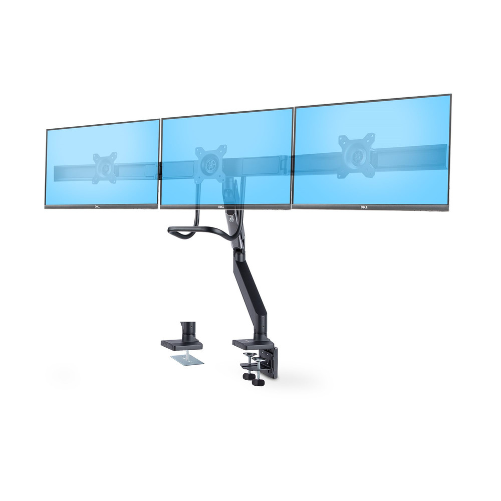 StarTech.com Support de Bureau pour 3 Écrans 27' VESA 75x75100x100 Bras Articulé Réglable sans Outils Pince en CPasse Fil Support d'Écrans 27 po