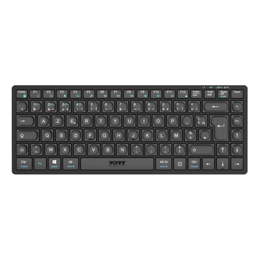 Port Designs 911001FR, Avec fil &sans fil, RF sans fil + Bluetooth, AZERTY, Noir