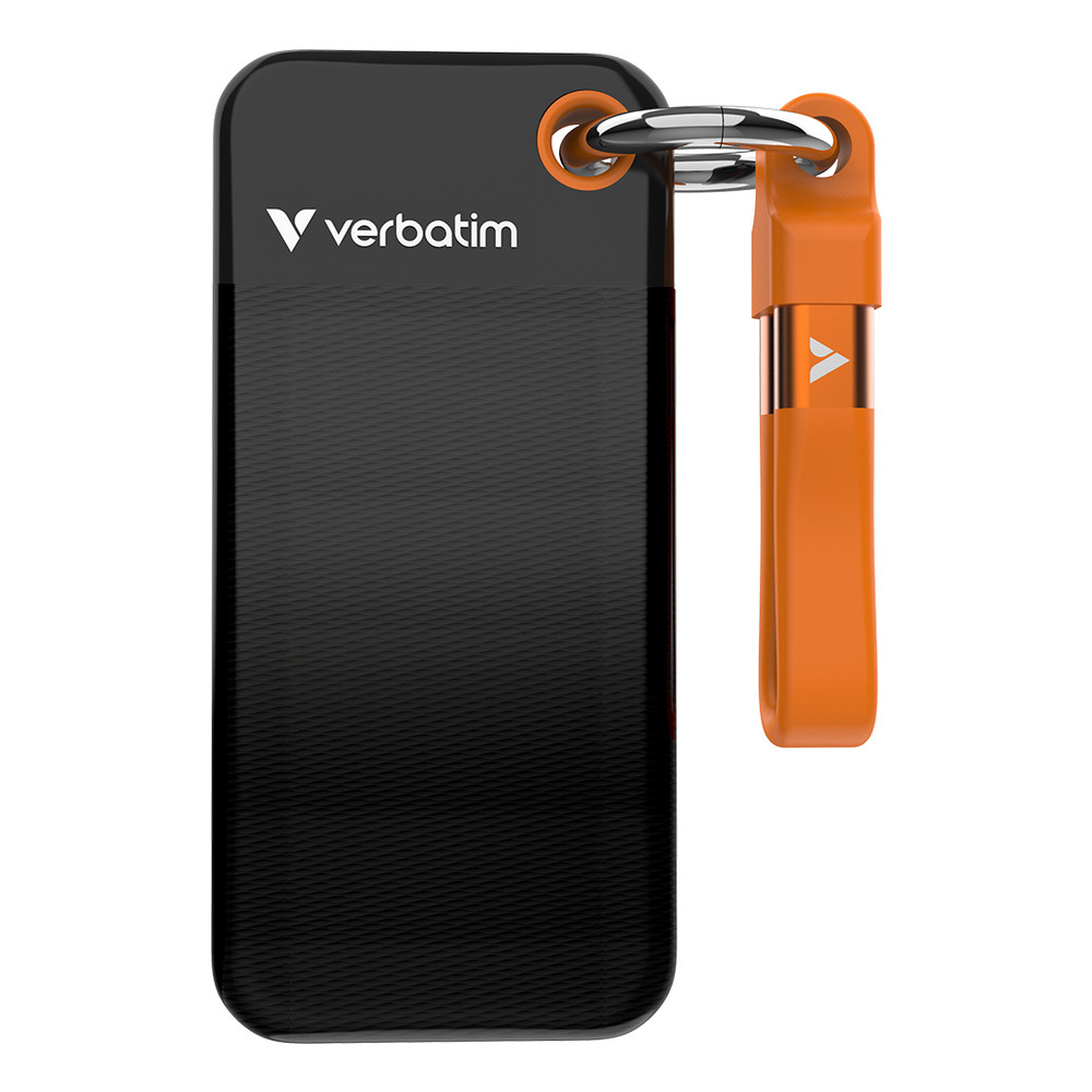Verbatim Pocket SSD, 1 To, USB Type-C, 3.2 Gen 2 (3.1 Gen 2), 1000 Mo/s, 10 Gbit/s, Noir, Orange 32193