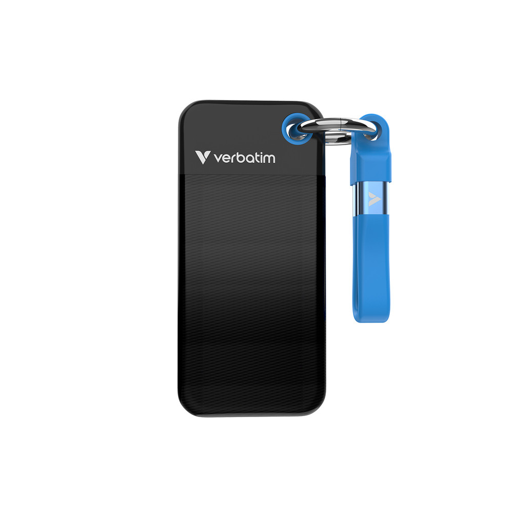 Verbatim Pocket SSD, 1 To, USB Type-C, 3.2 Gen 2 (3.1 Gen 2), 1000 Mo/s, 10 Gbit/s, Noir, Bleu 32191