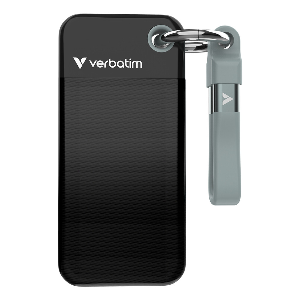 Verbatim Pocket SSD, 1 To, USB Type-C, 3.2 Gen 2 (3.1 Gen 2), 1000 Mo/s, 10 Gbit/s, Noir, Gris 32190